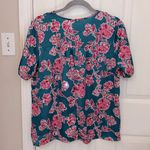 Entro Short Sleeve Silky Floral Blouse Photo 5