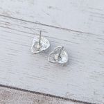 Vintage Stud Earrings Dainty Faux Pearl Purse Silver Photo 3