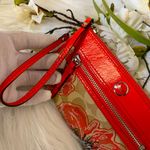 Coach RARE  Poppy Flower Signature Sequin Coral Patent Leather Photo 6