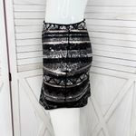 EXPRESS  Y2K Sequin Geometric Stripe Mini Skirt‎ Black Silver XS Photo 1