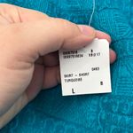 Forever 21 Contemporary Turquoise Textured Patchwork Mini Skirt Size L Photo 3