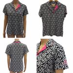 Sport Haley Geometric Print Golf Polo Shirt Black White Pink Womens Medium Photo 1