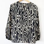 Who What Wear Brown Black Animal Print Bishop Blouse Photo 7