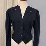 Vintage Original Alpen Trachten Cropped Jacket Blazer Puff Sleeve Tailored Sz 40 Black Photo 0