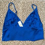 Aerie Nwt medium Satin Royal Blue crop top Longline Bralette Photo 2