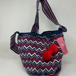 Susu NEW  Woven Braided Fabric Multicolor Pom Pom Tassel Crossbody Purse Bag Tote Photo 1