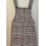 Tea N Rose NWT Brown and White Overall Houndstooth Pinafore Dress Raw Hem Photo 9