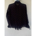 ZARA  Black Sheer Floral Print Blouse Red Chiffon Romantic Goth Victorian Ruffles Photo 9