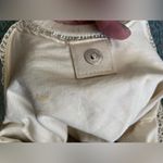 Nordstrom cream knit woven satchel bag with tortoise ring handles Photo 8