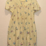 Vintage Pastel Yellow Floral and Butterfly Dress Size M Photo 0