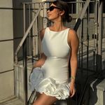 ZARA  dress mini white fitted bodycon with ruffled skirt party evening wedding Photo 18