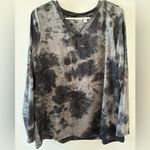 LOGO By Lori Goldstein LOGO‎ Lounge Lori Goldstein Brushed Tie-Dye V-Neck Long Sleeve Top Black Size M Photo 5