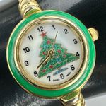 Green & Gold Christmas Tree Bangle Watch Photo 2