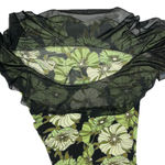 M Collection Green Floral Asymmetrical Cami Dress with Ruffle Hem Black Size M Photo 9