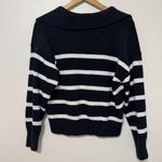 Old Navy  Polo Knit Cotton Sweater Size Medium Striped Black White Photo 4