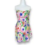 Eva Rose Dress Fuchsia Pink Floral Printed Strapless Sweetheart Neckline Mini White Photo 10