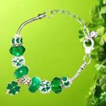 St Patricks Day Four Leaf Clover Bracelet New Beaded Charms Heart Dangle… Silver Photo 8