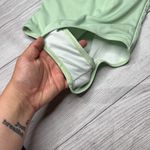 Zaful Sage Green Crinkle Ribbed One Piece Deep Scoop Neck One Piece Swimsuit S Photo 2