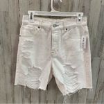 PacSun NWT  Jean White High Rise Distressed Boy Shorts Photo 1