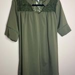 Cottagecore Oversized Large Olive Green Blouse With Lace Yoke Collar Photo 0
