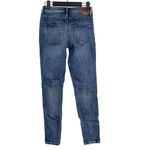 ZARA Cotton Skinny Mid Rise Distressed Stretch Casual Jean Hem Side Slits 2 Blue Photo 4