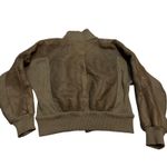 Made in Italy Luxury Shearling Lined Leather Bomber Jacket Womens Olive Green Brown Photo 1