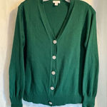 J Jill Green Cardigan Women’s Sz Small Bling Jeweled Buttons Ribbed Office Photo 0