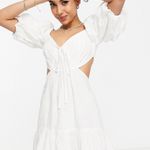 ASOS NWOT Miss Selfridge Petite Cut Out Cotton Flax Mini Dress in Ivory Photo 0