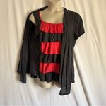 Andrea Missy Plus Women's Gray and Pink Cardigan Blouse Size 3X Photo 2