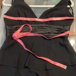 BCBGMAXAZRIA Black Silk Chiffon Ruffle Satin Empire Waist Cocktail LBD Dress Photo 12