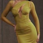 House Of CB S D-DD 'Zahra' Chartreuse Plunge Maxi Dress maxi mustard yellow NWOT Photo 0