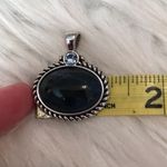Lia Sophia  pendant silver tone setting with blue oval shaped stone Photo 3