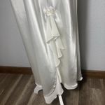 Ivory Satin Beaded Gown Slip Dress Womens XL Bridal Lingerie Romantic Bow Photo 2