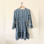 Lassiter Boho Dress with Ruffle and Tassel Detail in Blue Floral Block Print Photo 3
