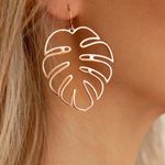 monstera leaf earrings, palm leaf earrings, tropic Gold Photo 0