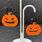 Pumpkin Earrings with Bow – Cute Fall & Halloween Jewelry Orange Photo 2