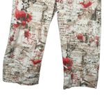 Chico's Design Maximalist Cropped Pants Size 2 Large Artsy Romantic Statement Tan Photo 3
