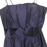Max and Cleo Strapless Pleated Bubble Hem Mini Cocktail Dress Fit Flare Size 4 Purple Taffeta Photo 2