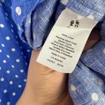 Talbots  Linen Shirt 1XP Coastal Preppy Polka Dot Blue Button Front‎ Workwear Photo 2