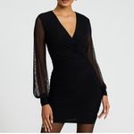 EXPRESS Black Mesh Long Sleeve Dress Photo 1