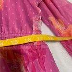 Destination 365 women's large Vibrant Pink Orange Floral Dress Swiss dot guest Photo 6