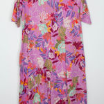 LOGO By Lori Goldstein LOGO Lori Goldstein Floral Maxi Dress Shark Bite Hem Size S Pink Lagenlook Artsy Photo 0