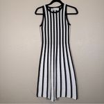 Milly  Black White Striped Knit Fit & Flare Sleeveless Dress Womens S Classic Photo 8