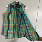 Ralph Lauren Polo Sport  Green Plaid Sleeveless Button Down Shirt Size 6 Photo 8