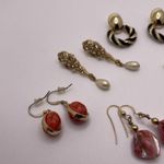 Dress Up Lot Of 5 Costume Earrings Pierced Dangle Drop  Gold Tone Photo 6