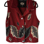 County Clothing Co Sweater Vest Vintage Large Red Leaf Pattern Button Up‎ Photo 0