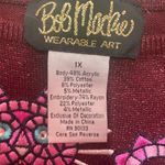 Bob Mackie  Burgundy Sweater‎ with Cat Design Photo 3