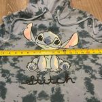 Disney Lilo and Stitch Ohana Blue Tie Dye Boxy Cropped Hoodie Sweatshirt Size S Photo 4