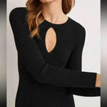 BODEN Ribbed Cut Out Dress UK 12R Black Keyhole Neck Long Sleeve Fitted NWT Size 12 Photo 3