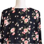 Planet Gold Black Pink Floral V-Neck Bell Sleeve Top Blouse Top Size 1X NEW Photo 5